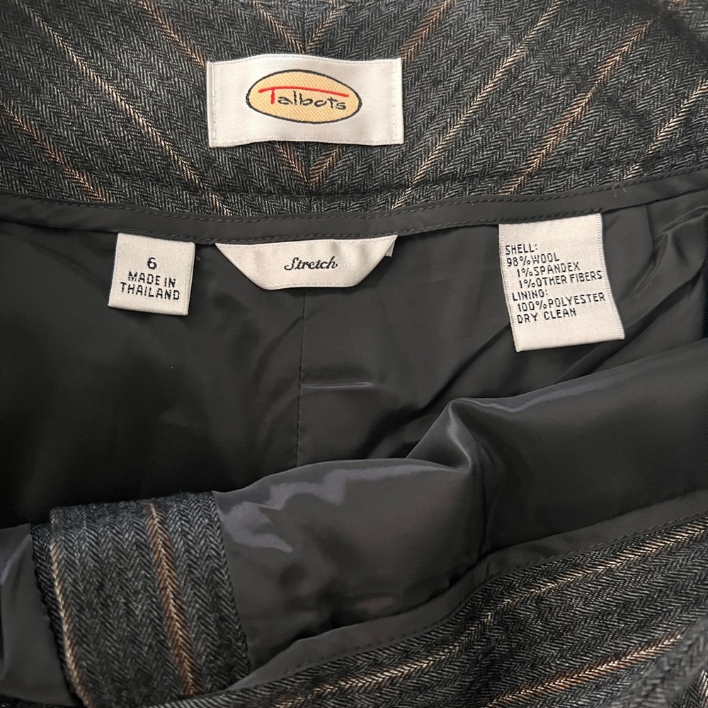 Talbots Wool Stretch Dress Pants Herringbone Gray - Picture 2 of 7